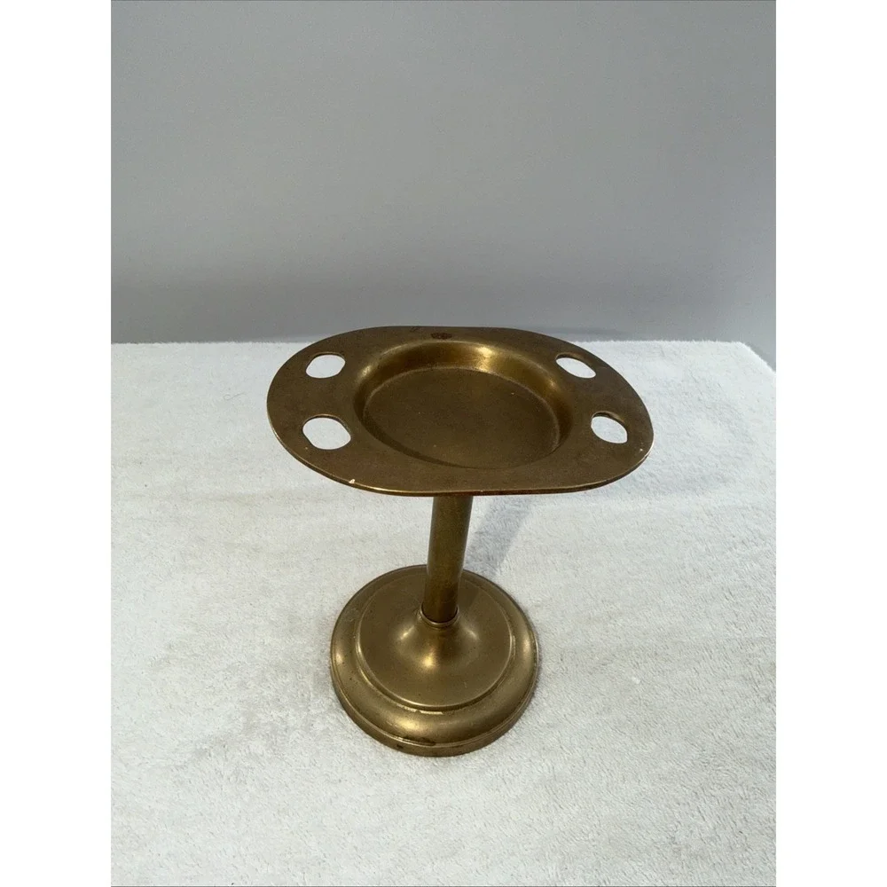 Antique Industrial Brass 4 Toothbrush & Tumbler Vanity Stand 1900s Deco Primitiv